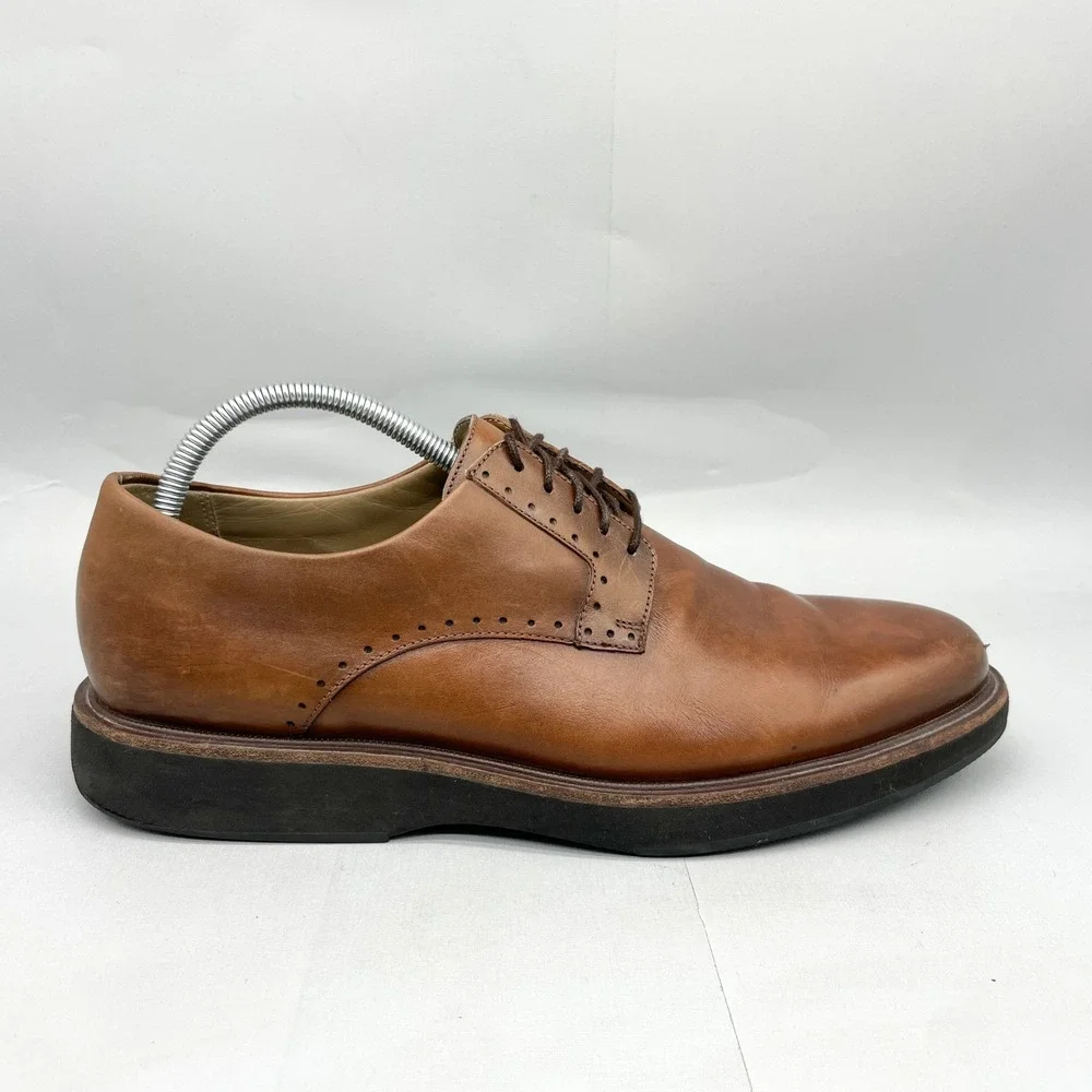 Allen Edmonds Brooklyn Light Derby Shoes Mens 10.5 Brown Leather Oxford Casual